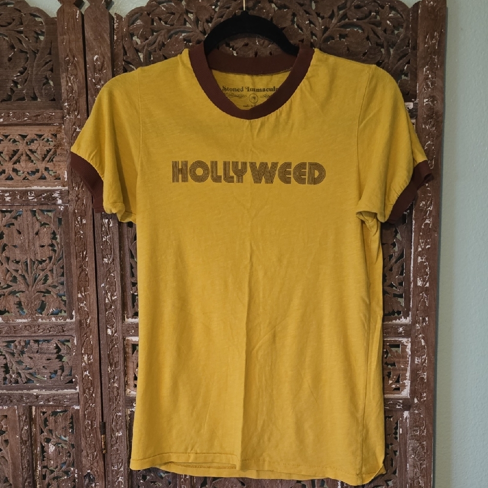 Stoned Immaculate Hollywood Ringer Tee Size Medium HOLLYWEED